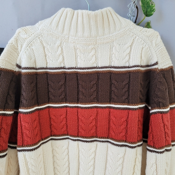 Janie and Jack Cable Knit Color Block Button up Fall Cardigan Sweater 4 - Picture 4 of 10